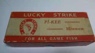 Vintage Lucky Strike Fishing Lure Box Pi - Kee Minnow L@@k