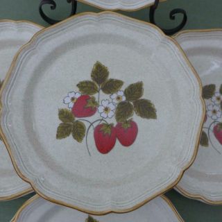 Vintage Mikasa Strawberry Festival 10.  5 " Dinner Plates Eb 801 Made In Japan.  5