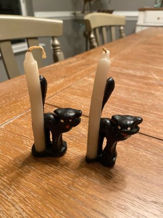 Vintage Gurley Black Cat Halloween Candles