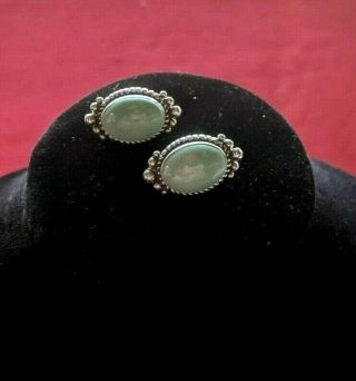 Vintage Sterling & Turquoise Clip On Earrings (quoc Turquoise Inc Alburquerque)