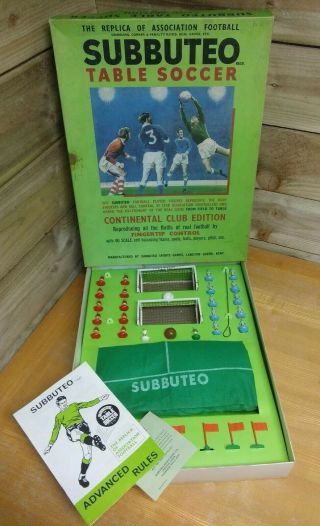 Vintage 1960s - Subbuteo Table Soccer Continental Club Edition Football Game Toy