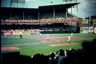 Brooklyn Dodgers 1955 Color Photo Gil Hodges Leading Off First At Ebbets Field