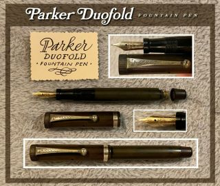 Vintage Parker Junior Duofold Black Hard Rubber Flat Top Fountain Pen