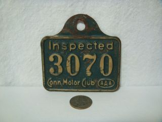 Vintage 1940s Connecticut Motor Club Aaa Bicycle License Plate Badge Ct Bike Tag