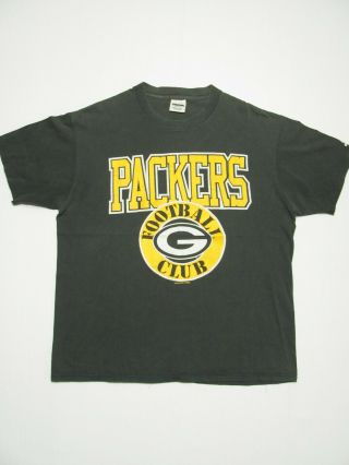 Vintage 80s Green Bay Packers 1988 Football Club Starter Green Retro T - Shirt L