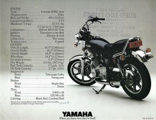 VINTAGE 1980 YAMAHA XS400 - SG SALES BROCHURE LITERATURE 3
