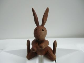 A Vintage Kay Bojesen Denmark Mid Century Wood Jointed Toy Rabbit - C1950 - 16cm
