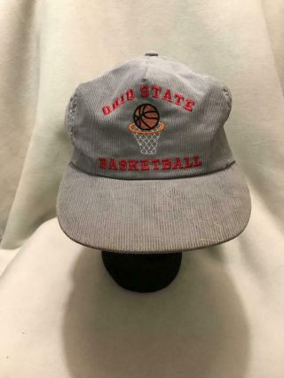 Vtg Ohio State University Buckeyes Basketball Corduroy Snapback Hat Made In Usa