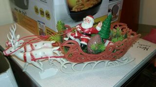 Vintage Christmas Plastic Santa And Sleigh With Reindeer