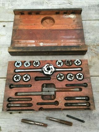 Vintage Mixed Greenfield O.  K.  Jr.  Blue Point Ace Craftsman Usa Tap And Die Set
