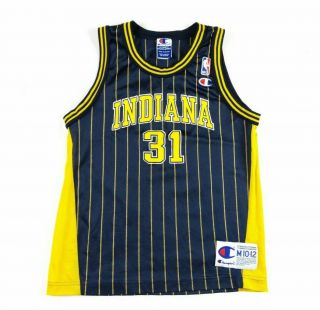 Vtg Champion Reggie Miller Indiana Pacers Pinstripe Jersey Youth M 10 - 12 Nba