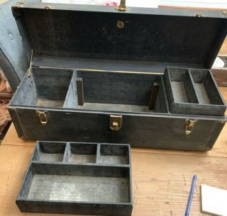 Fishing Tackle Box Antique Vintage Wood Tool Abercrombie And Fitch York Ny