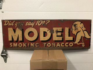 1920s 1930s Model Did You Say 10 Cents Smoking Tobacco Pipe Tin Sign