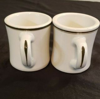 Vintage Mid Century Victor Diner Restaurant White with Green Stripe Coffee Mugs 2