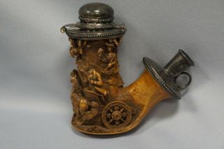 Antique Silver Lidded Meerschaum Pipe With Elaborate Carvings (28)