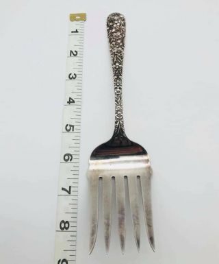 S Kirk & Son Sterling Silver 925 505c Repousse Meat Serving Fork 8.  5 " No Mono