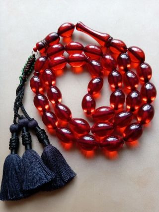 Turkish Cherry Faturan Amber Rosary Bakelite Islamic Prayer 33 Beads بكليت