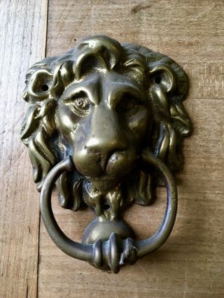 Vintage Solid Brass Door Knocker Lions Head Hardware Salvage Small Antique