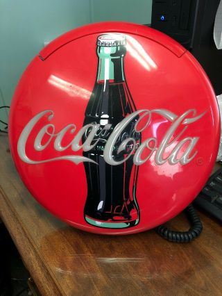 Vintage 1995 Coca Cola Coke 12 " Round Red Button Sign Telephone Phone W :light