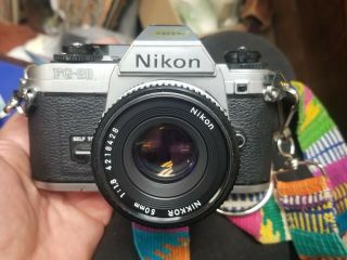 Vtg Nikon Fg - 20 Camera 35mm Slr Film Camera With 50mm F/1.  8 Nikkor Lens Japan