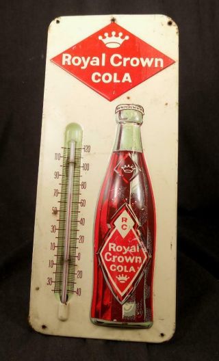 Antique Rc Cola Royal Crown Advertising Thermometer Sign C.  1950s