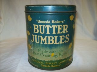 Vintage Uneeda Bakers Butter Jumbles National Biscuit Company Collectible Tin