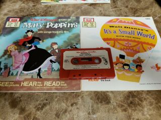 Disney Read Along Book And Cassette Tape Mary Poppins And Small World Vintage