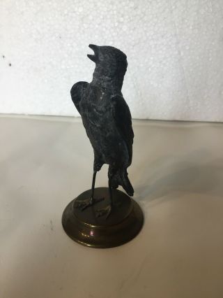 Vtg 1985 " Petites Choses " Detailed Metal Black Bird Figurine Round Brass Base