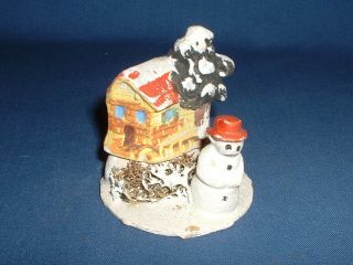 Vintage Christmas Putz Japanese Miniature Composition Snowman Decoration