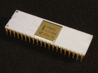 Rare Intel C8080a Cpu Chip 8 - Bit White Ceramic Gold Plated Leads Microprocessor
