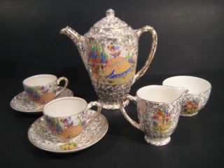 Empire Ware England Vintage Crinoline Lady Chintz Teapot Cream Sugar Tea Set