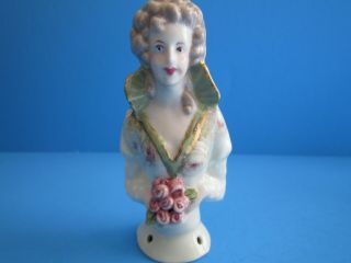 Antique Vtg Bisque Porcelain Victorian Lady Half Doll German? For Pin Cushion