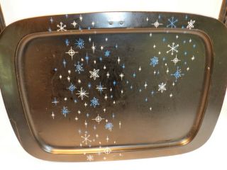 Vintage Set Of 4 Tv Trays,  Black,  Blue & White Atomic Starburst,  Rare