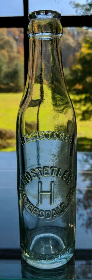 Vintage Hostetler Soda Pop Bottles Meyersdale Pa Aqua Slug Plate