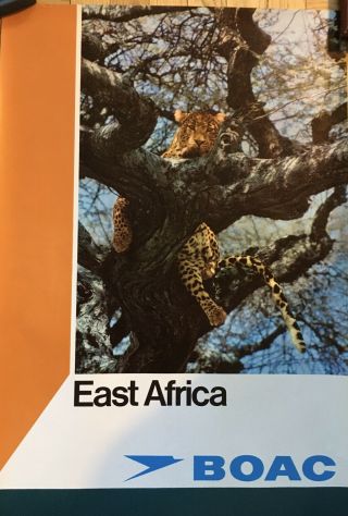 Boac Airlines Vintage Travel Poster East Africa - - Nos C.  1960s Early 70s