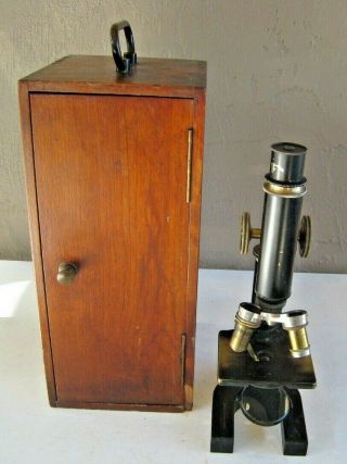 Antique Bausch & Lomb Microscope Yankton College 814 Sn 46124 W/case Bm10