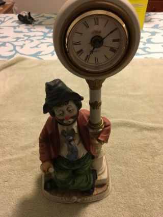 Vtg Melody In Motion Animated " Whistling Willie The Hobo Clown " Clock/sound