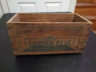 Vintage Libbys Cooked Corned Beef Wooden Box Crate Product Of Argentina Antique
