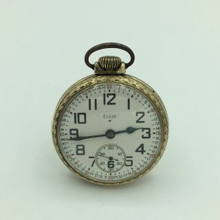 1908 Elgin 7j 10k Rgp Open Face Pocket Watch Model 7 Size 16s No.  13057946 Runs