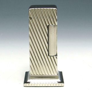 Vintage Dunhill Rollalite Chrome Plated Petrol Wick Table Lighter -