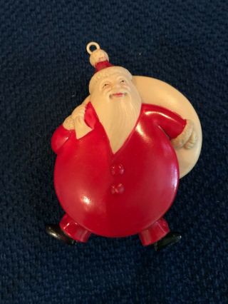 Vintage Round Celluloid Santa With Pack 5 " X 3.  5 " Marked Made In Occupied Japan