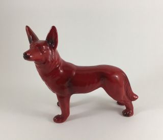 Vintage Porcelain German Shepherd Figurine Red Made In Japan 6 1/4 " Long Dog