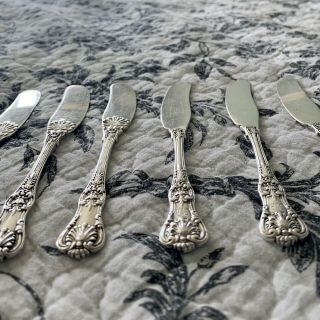 Antique Tiffany & Co.  English King Butter Knives C.  1885 (set Of 6)