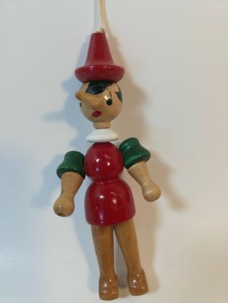 Vintage Wooden Pinocchio Doll Jointed Christmas Ornament