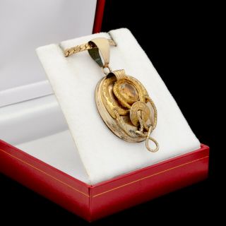 Antique Vintage Georgian 14k Gold Memento Mori Mourning Citrine Necklace Pendant