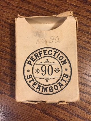 Rare 1890’s Antique Perfection Playing Card Co Steamboats Box US Vintage No 90 2