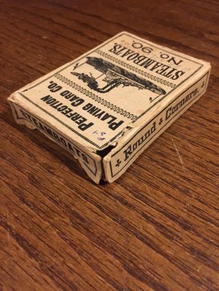 Rare 1890’s Antique Perfection Playing Card Co Steamboats Box US Vintage No 90 3