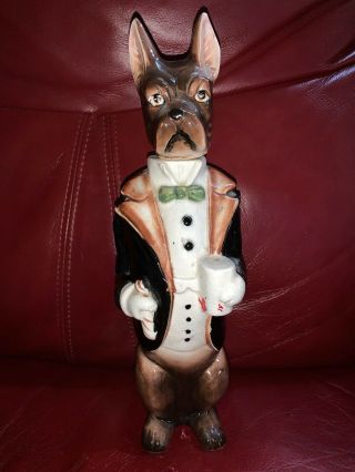 Vintage Relco Japan Boxer Dog Decanter - Figurine Sticker Label Anthropomorphic