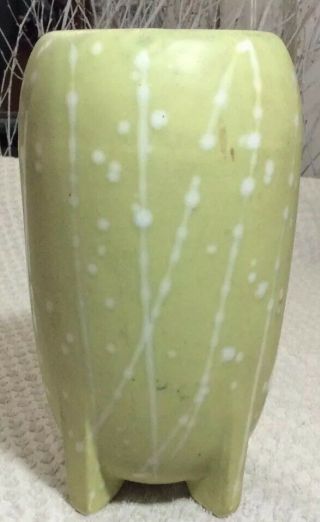 Vintage Mcm Ceramic Footed Rocket Vase Speckle Green Mid Century Modern Atomic
