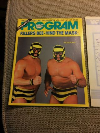 Very Rare 1986 Wwf Program 137 Killer Bees With Match Card Civic Arena